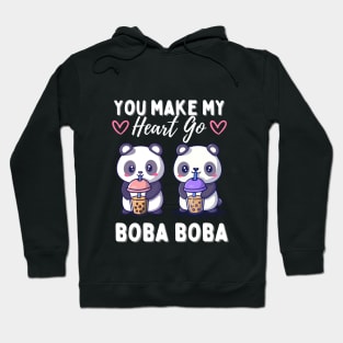 Cute Pandas in Love Drinking Boba Hoodie